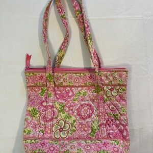 Vera Bradley Floral Pink and Green Fabric Tote Bag